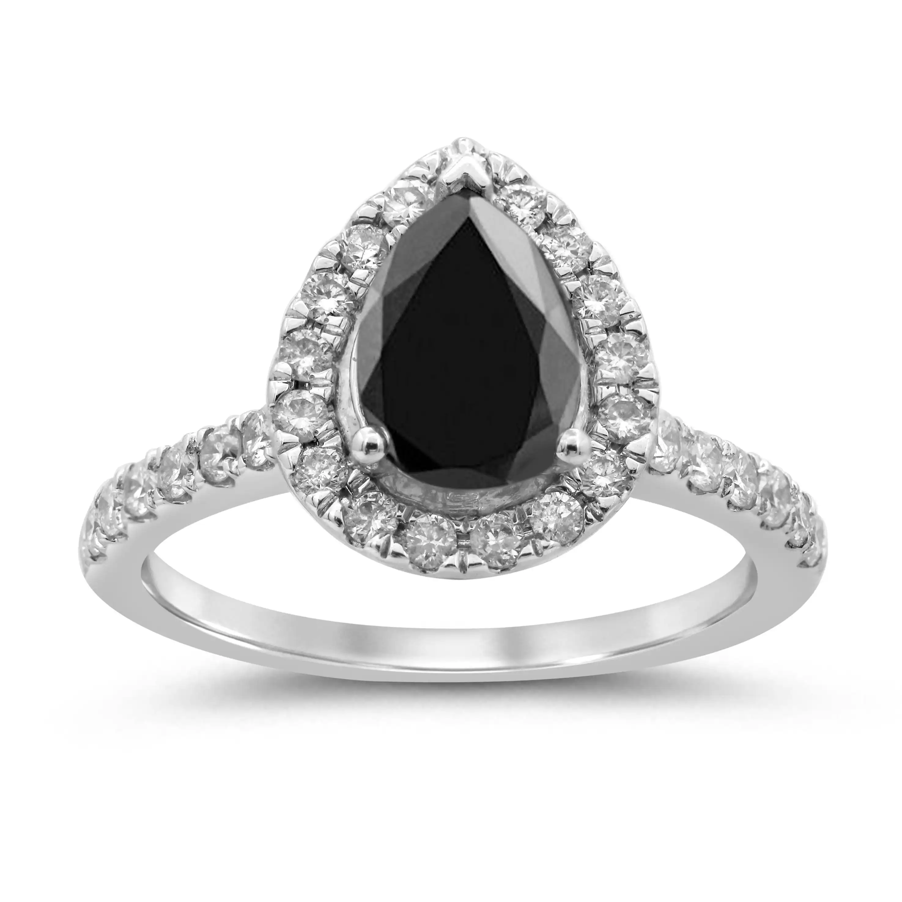 Facets of Love Black Pear Diamond Ring with 2.00ct of Diamonds in 18ct White Gold