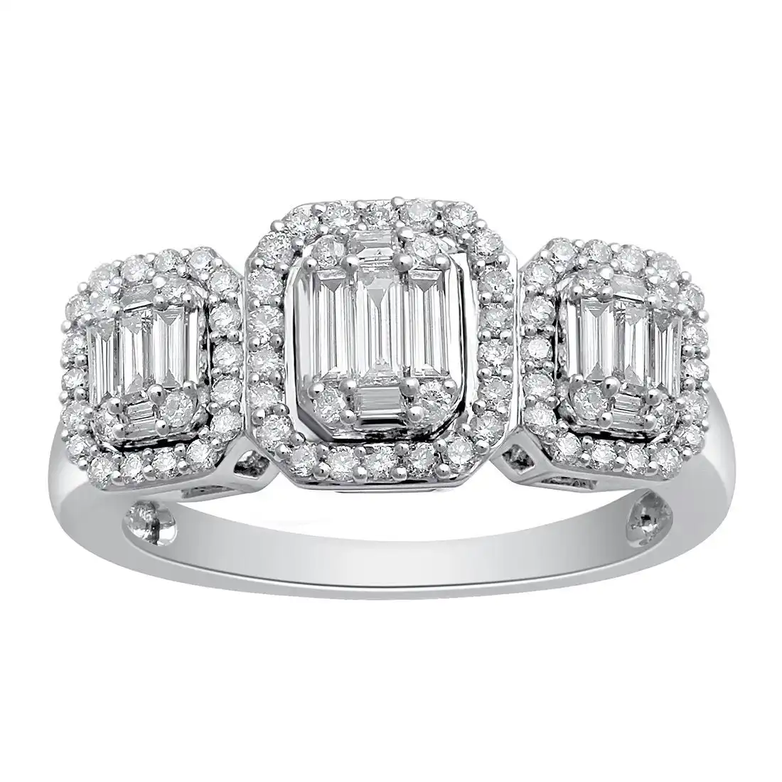Baguette Ring with 0.80ct of Diamonds in 9ct White Gold