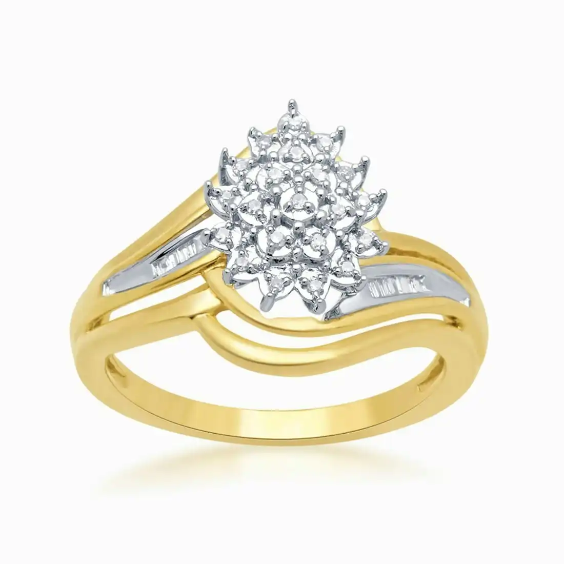 Cluster Ring with 0.10ct of Diamonds in 9ct Yellow Gold