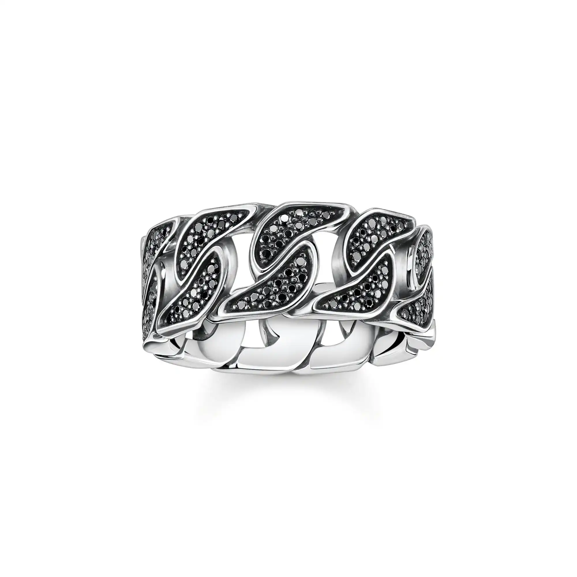 Thomas Sabo Ring blackened links with black stones