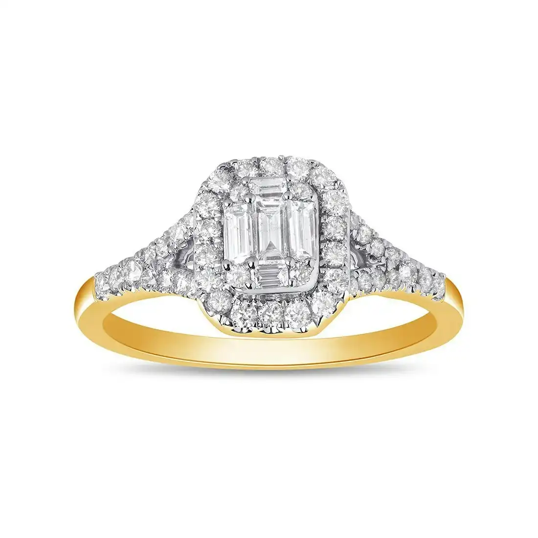 Surround Ring with 1/2ct of Diamonds in 9ct Yellow Gold