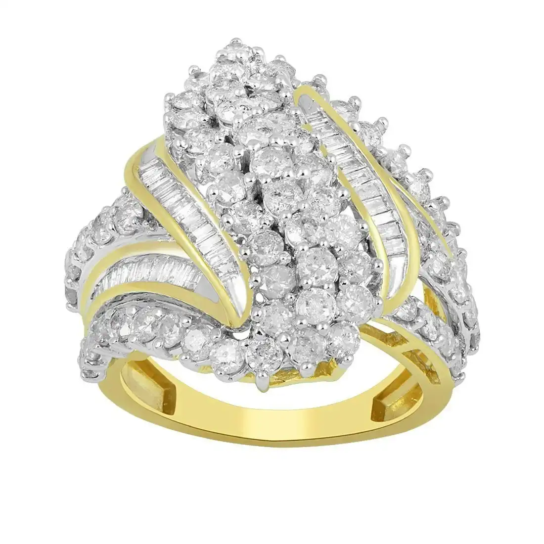 Wave Ring with 3.00ct of Diamonds in 9ct Yellow Gold