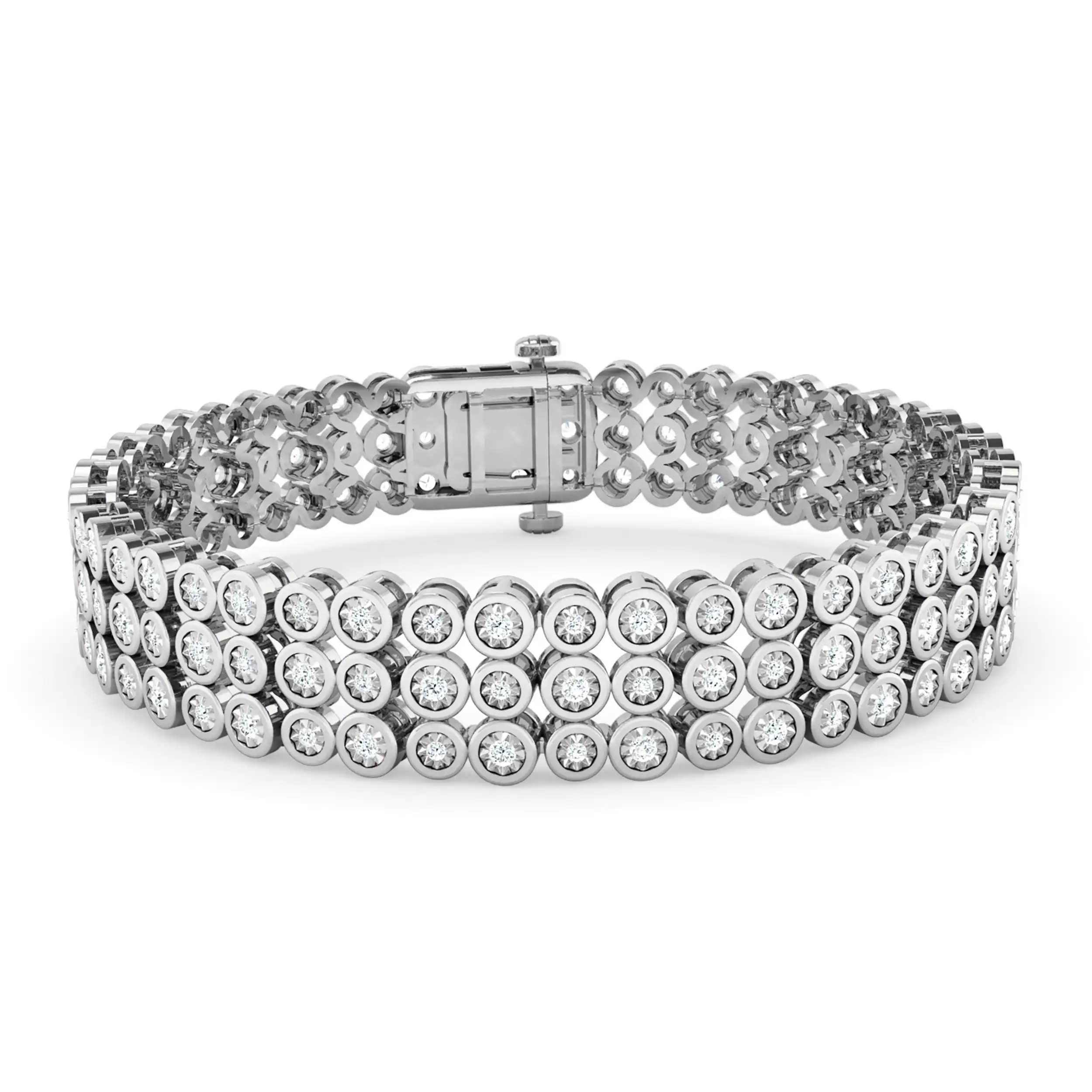 Bezel Tennis Bracelet with 1.50ct of Diamonds in Sterling Silver