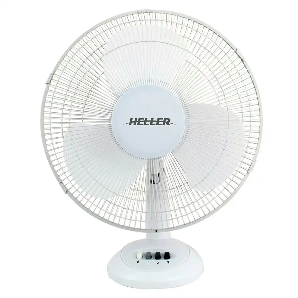 Heller HHDF30S 30cm Desk Fan 3 Speed/Air Cooler/Cooling/Tilt/Oscillating White