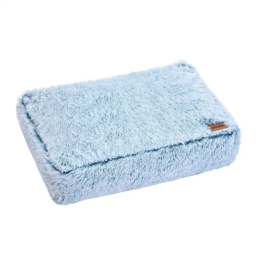 Paws & Claws 80cm x 60cm Large Calming Plush Pet/Dog Washable Bed/Mattress Blue