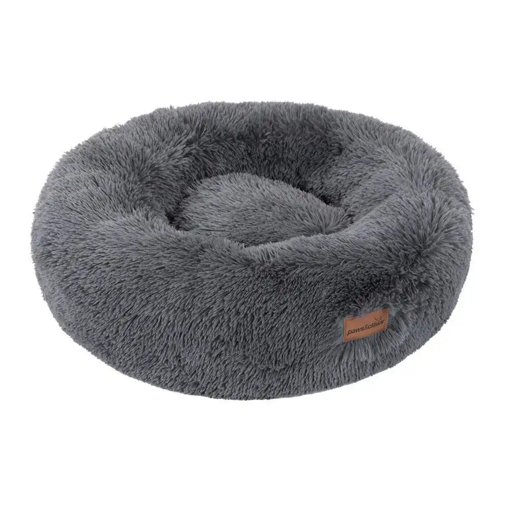 Paws & Claws 70cm x 70cm Large Calming Plush Pet/Dog Round Bed/Mattress Grey