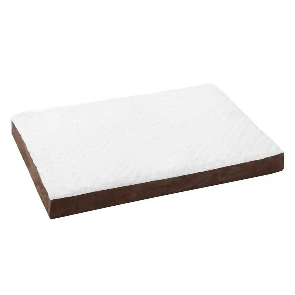 Paws & Claws 100cm Orthopedic Suede Pet Dog Bed Mattress Cushion White/Brown