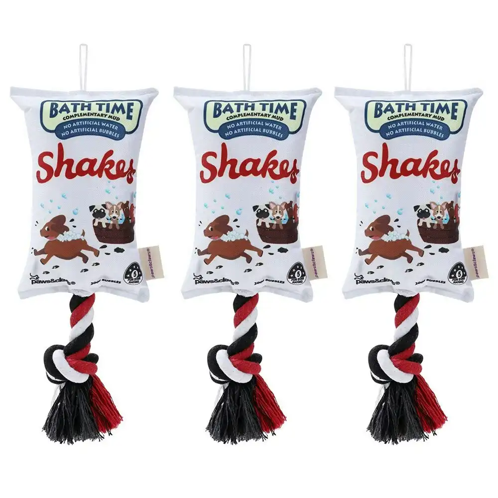 3x Paws & Claws 39cm Shakes Lollies Oxford Tugger Dog Pet Toy w/ Rope/Squeaker