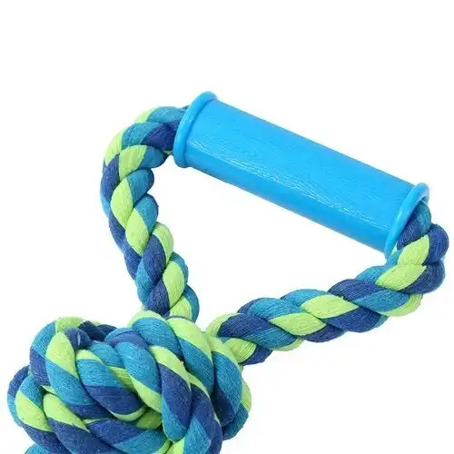 Paws & Claws 50cm Twin Knotted Rope Tugger Dog Toy Pet Chew Interactive w/Handle