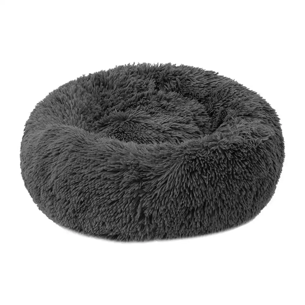 Royale M 60cm Donut Cuddler Round Pet Bed Dog/Puppy/Cat Soft Nest Warm Dark Grey