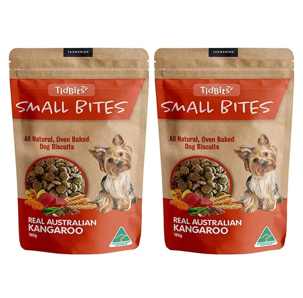 2x Tidbits 180g Small Bites Dog/Pet Biscuits Kangaroo Treats Healthy Oven Baked