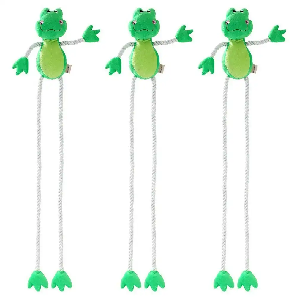 3x Paws & Claws Dog Toy 107cm Super Long Rope Leg Frog Pet Chew Bite w/ Squeaker