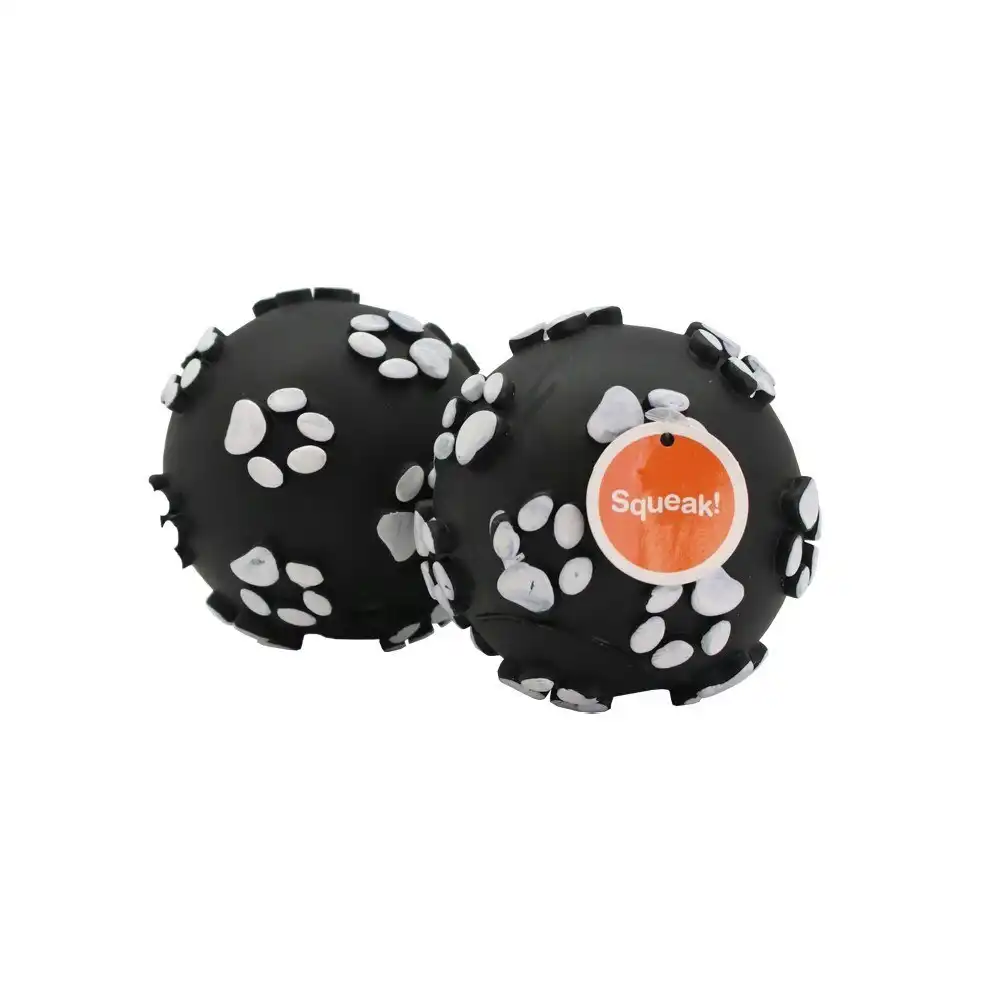 2PK Paws & Claws 10cm Paw Print Ball Dog Toy Chew Bite Teething Game Play Asst.