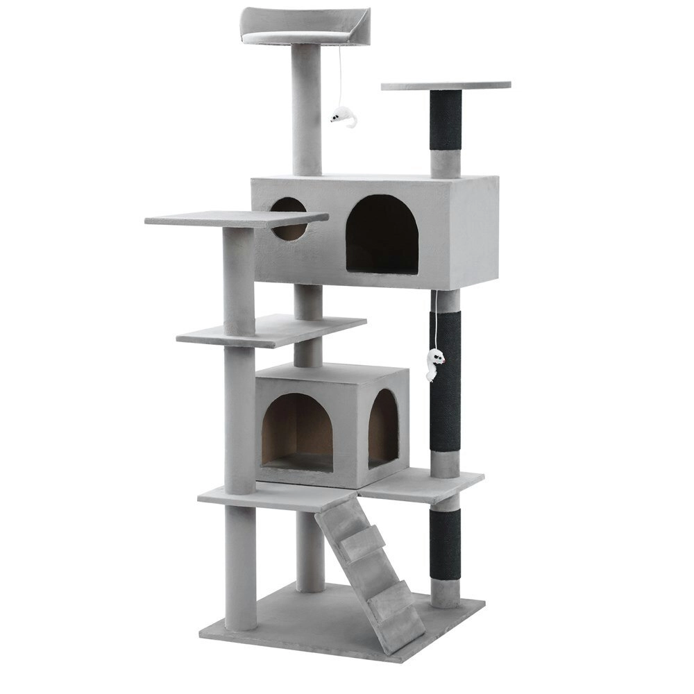 Paws & Claws Catsby 134cm Hamilton Cat House Scratch Post Tower Furniture SL/GRY