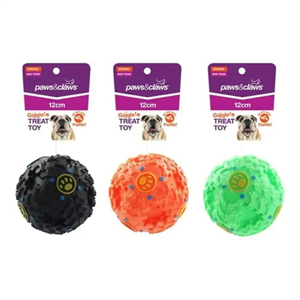 Paws & Claws 12cm Hide A Treat Giggle Ball Pet Dog Toy Interactive Fun Assorted