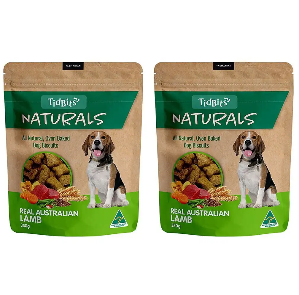 2x Tidbits 350g Naturals Dog/Pet Biscuits Treats Chew Lamb Healthy Omega-3 Meal