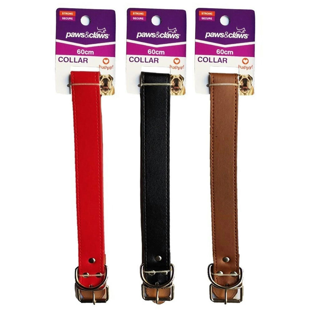 3x Paws & Claws Premium Original Dog 60cm Collar Adjustable Pet Neck Strap Asst.