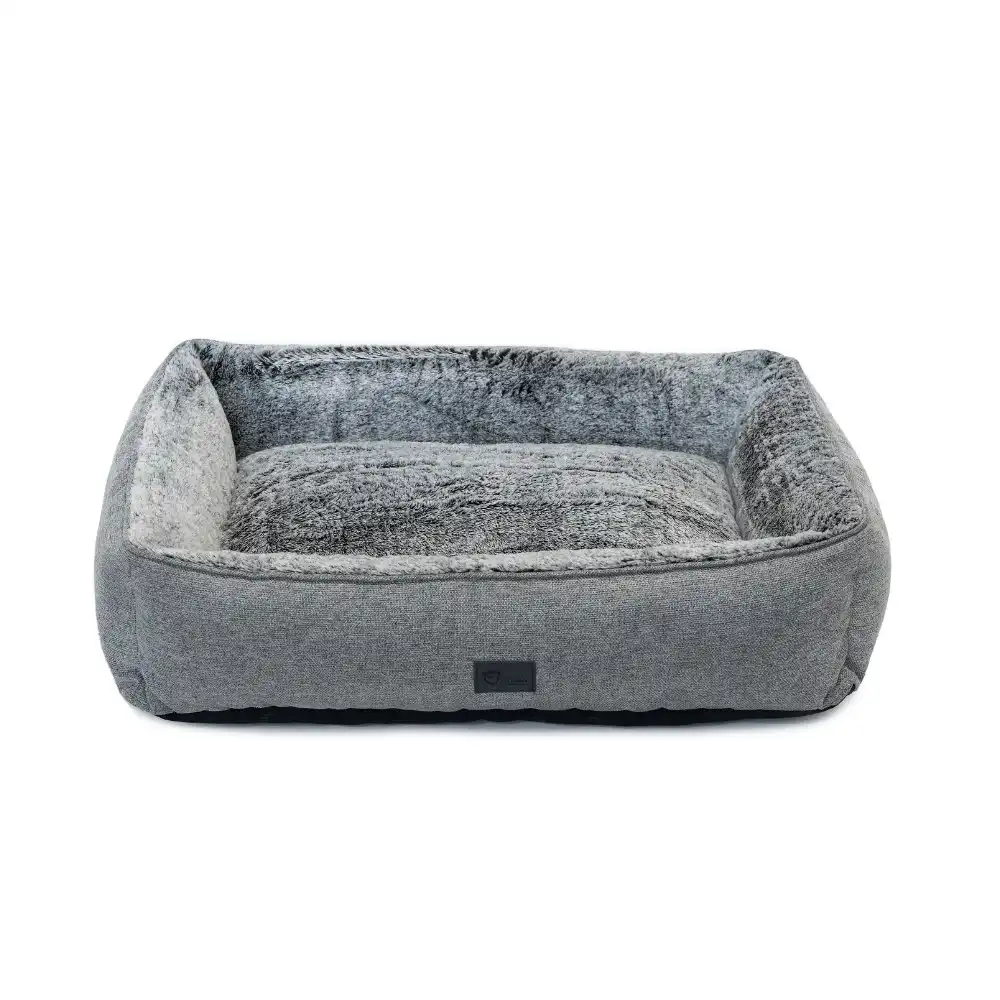 Superior Pet Goods Dog Bed 87cm Lounger Artic Faux Fur Sleep Cushion Small Grey