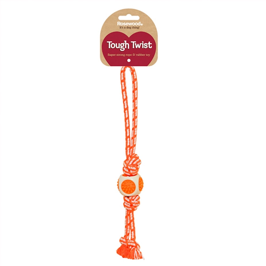 Rosewood Tough Twist 41cm Dental Throw Ball Rope Dog Pet Chew Toy Interactive