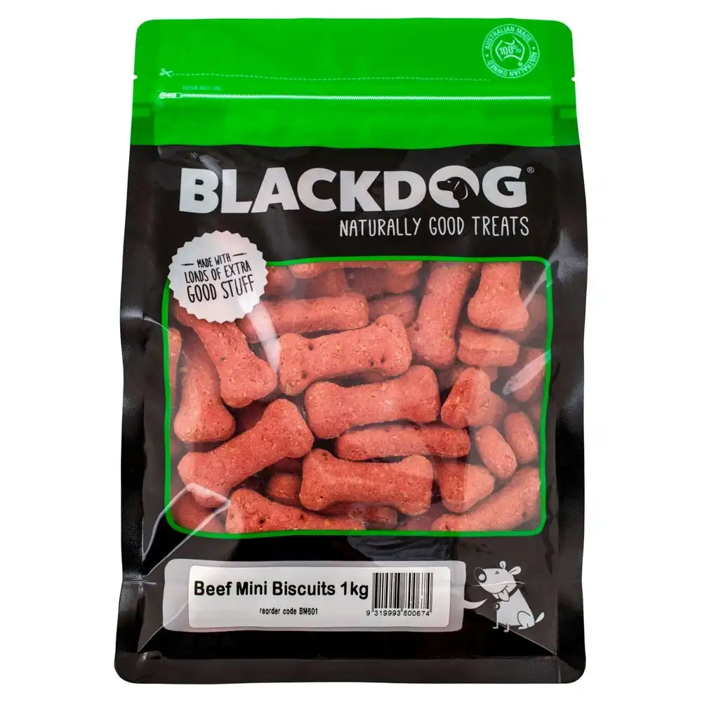 Blackdog 1kg Mini Beef Biscuits Dog/Puppy Pet Healthy Oven Baked Chew Food/Treat