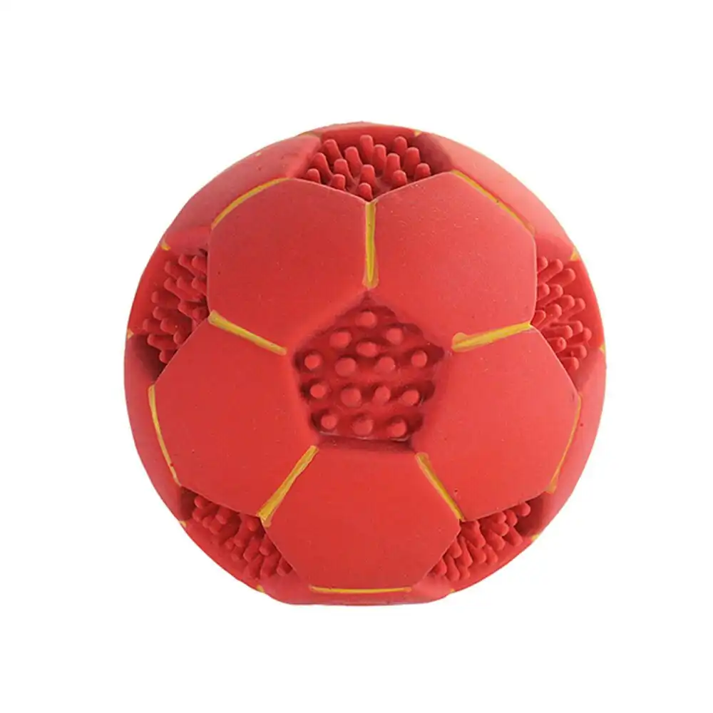 Paw Play 10cm Latex Nobby Soccer Ball Squeak Pet/Dog/Cat Chew/Play Toy Red