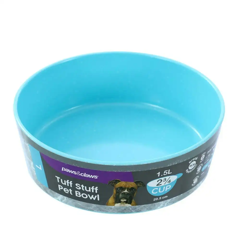 Paws & Claws Large 20.5cm/1.5L Tuff Stuff Pet/Dog Bowl Food/Dish Feeder Aqua