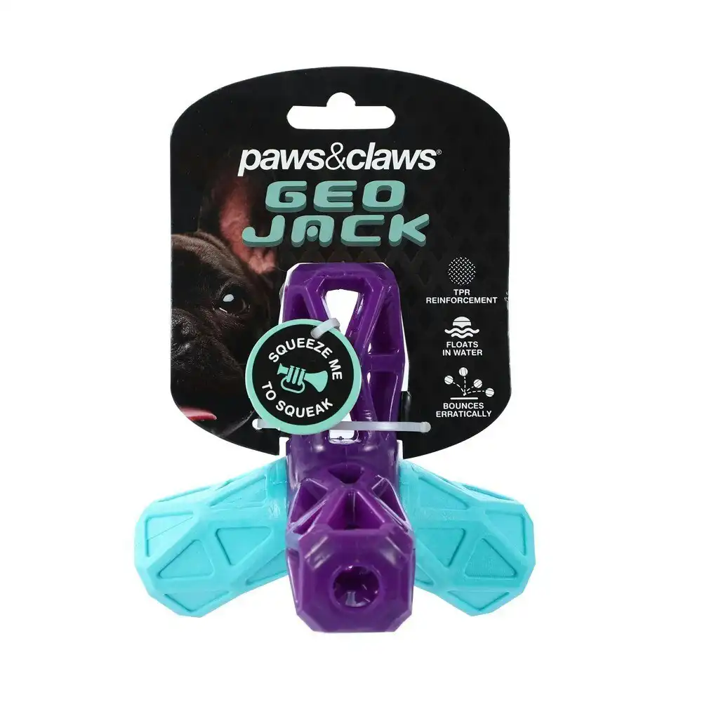 Paws & Claws Pet Dog 13cm Geo Floating TPR Jack w/ Squeaker Interactive Play Toy