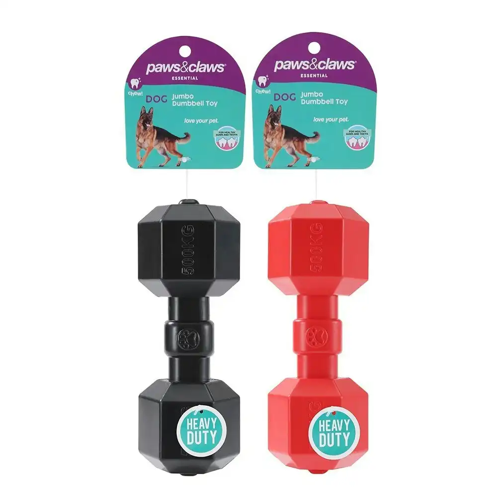 2x Paws & Claws 19.5cm Heavy Duty TPR Pet Jumbo Dumbbell Play/Chew Toy Assorted