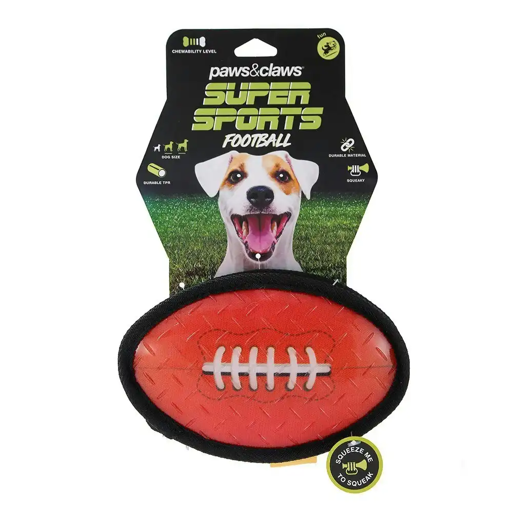 Paws & Claws 18cm Super Sports TPR Covered Oxford Football Pet Toy w/ Squeaker
