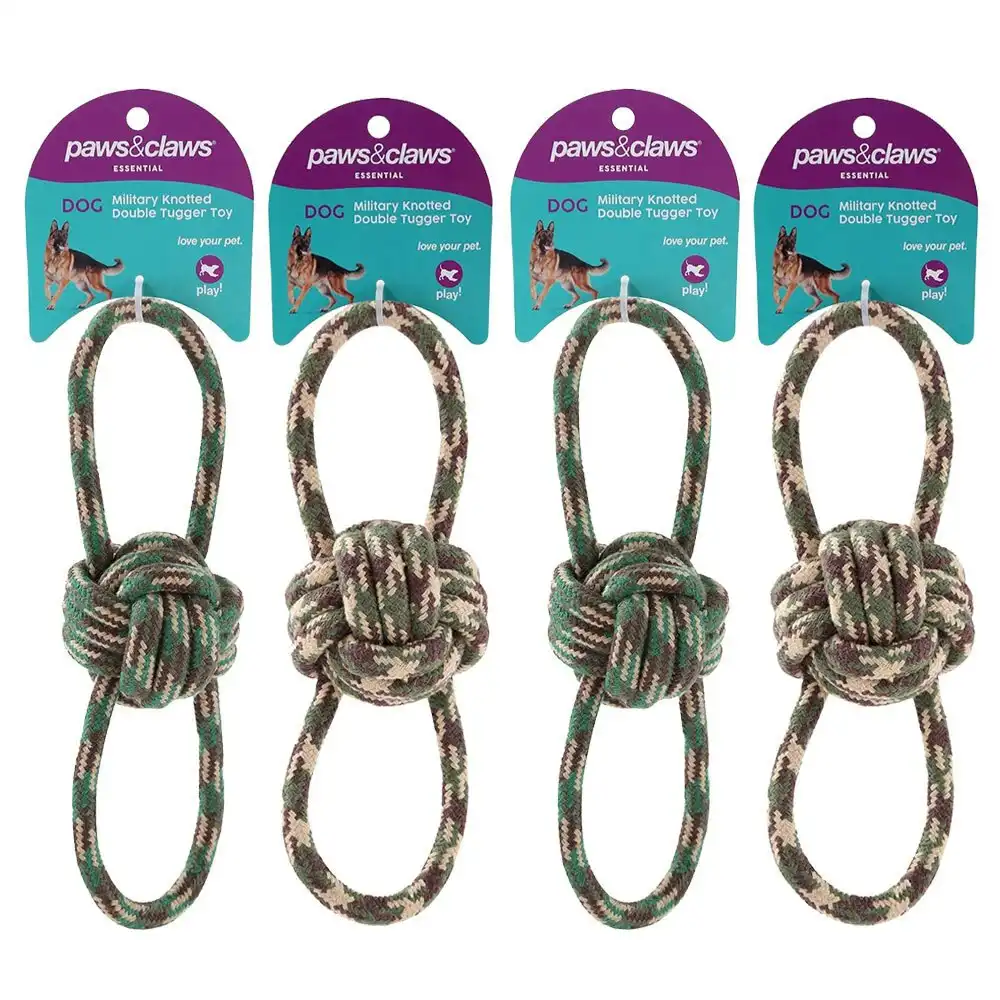 4x Paws & Claws Military 22cm Knotted Pet Dog Tugger Toy Chew/Bite Training Asst