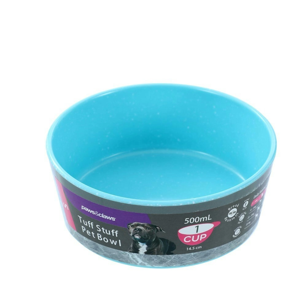 Paws & Claws 500ml Tuff Stuff Pet Dog/Cat Antiskid Melamine Drink/Food Bowl Aqua