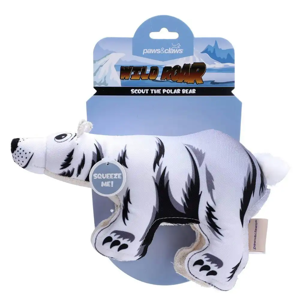 Paws & Claws 26cm Wild Roar Animalz Oxford Dog/Pet Squeker Interactive Toy ASST
