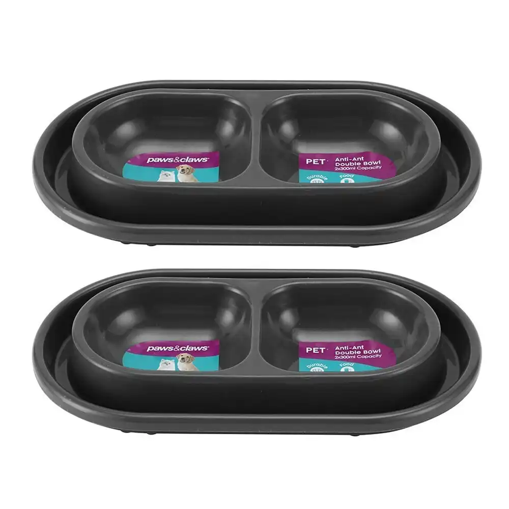 2PK Paws & Claws 27cm Anti-Ant Double Food/Water Drink Bowl Pet Dog/Cat Feeder