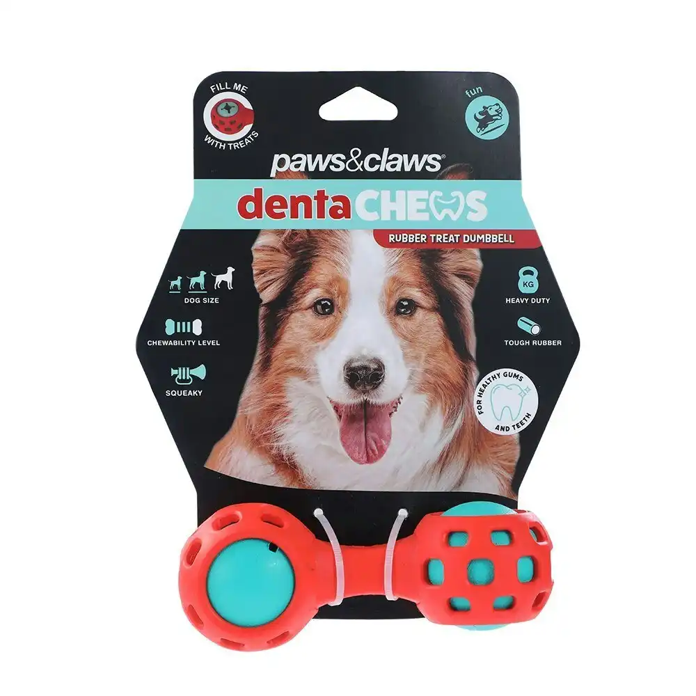 Paws And Claws 12.8x5x5cm Denta Chews Multi Dog/Pet Play Toy Treat Ball/Dumbell