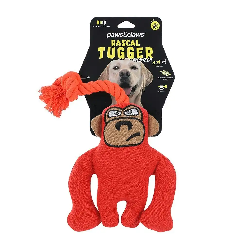 Paws & Claws 36cm Rascal Canvas Gorilla Tugger Pet Interactive Toy w/ Squeaker