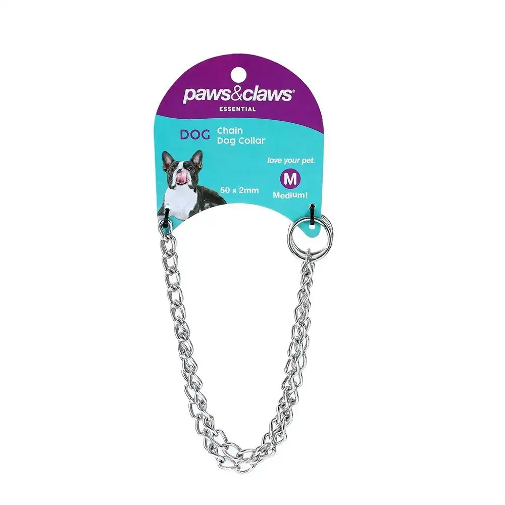 Paws & Claws 50cmx2mm Chain Pet Dog Neck Traning Collar Choker For Medium Dogs