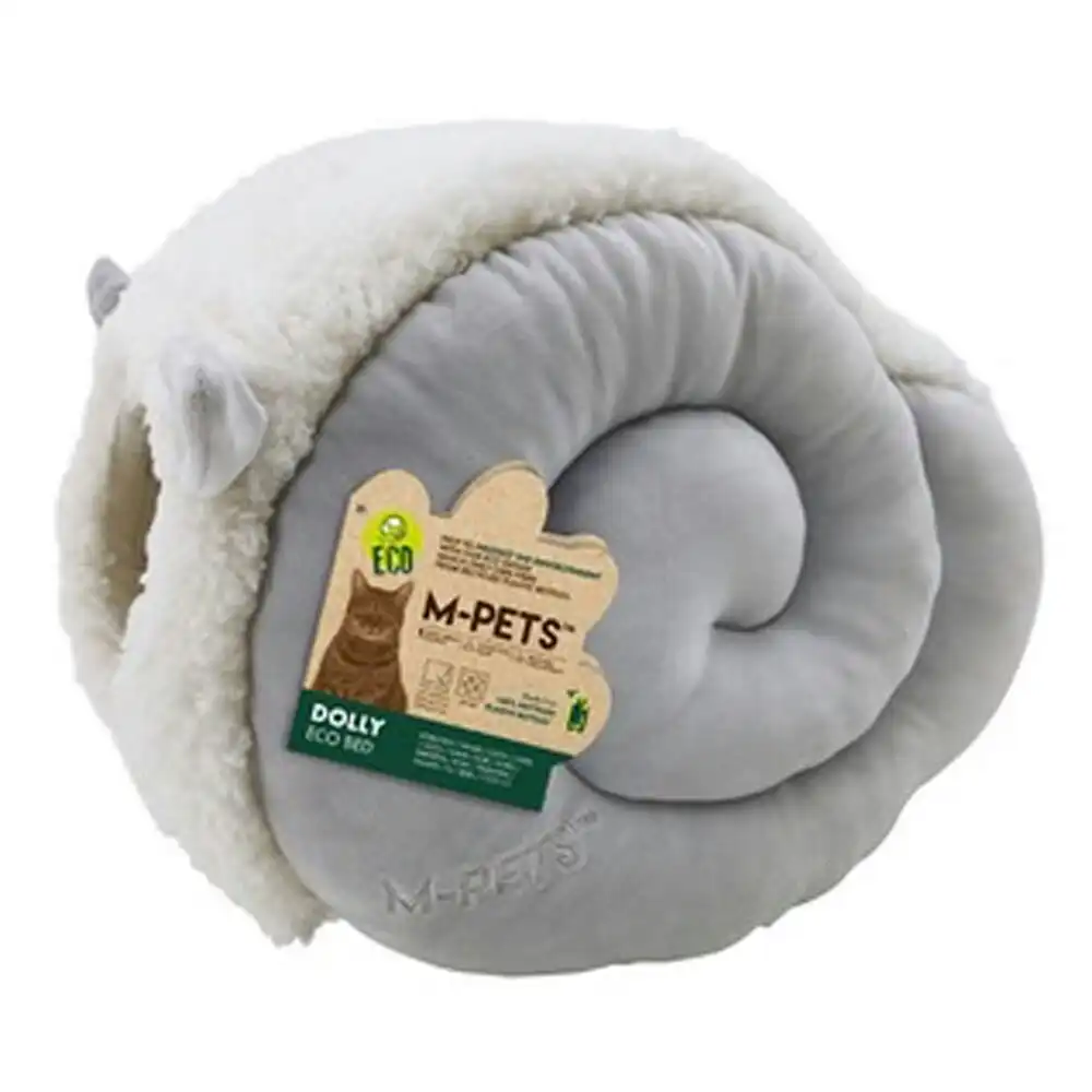 M-Pets Dolly Eco Cat/Dog Enclosed Dome Bed Soft Plush Rest Cushion House Grey