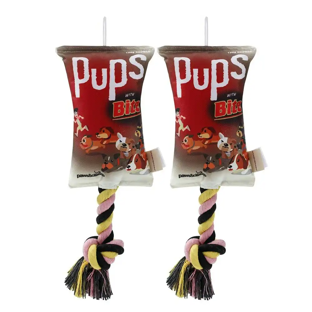 2x Paws & Claws Pet/Dog 25cm Pups Snacks Oxford Tugger Play Toy w/ Rope Assorted