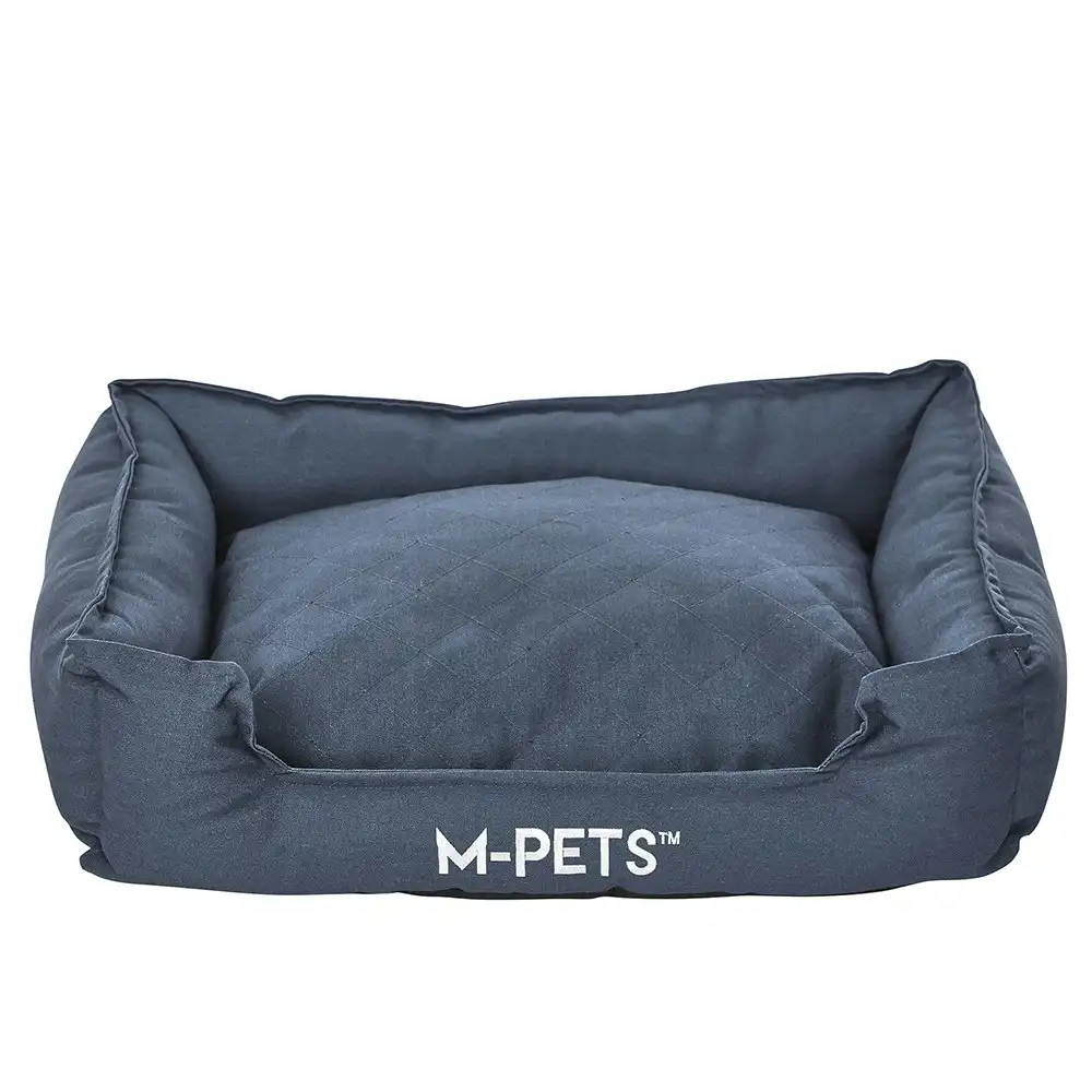 M-Pets Medium 75cm Eco-Friendly Pet/Dog Bed Non-Slip Square Sleep Basket Blue