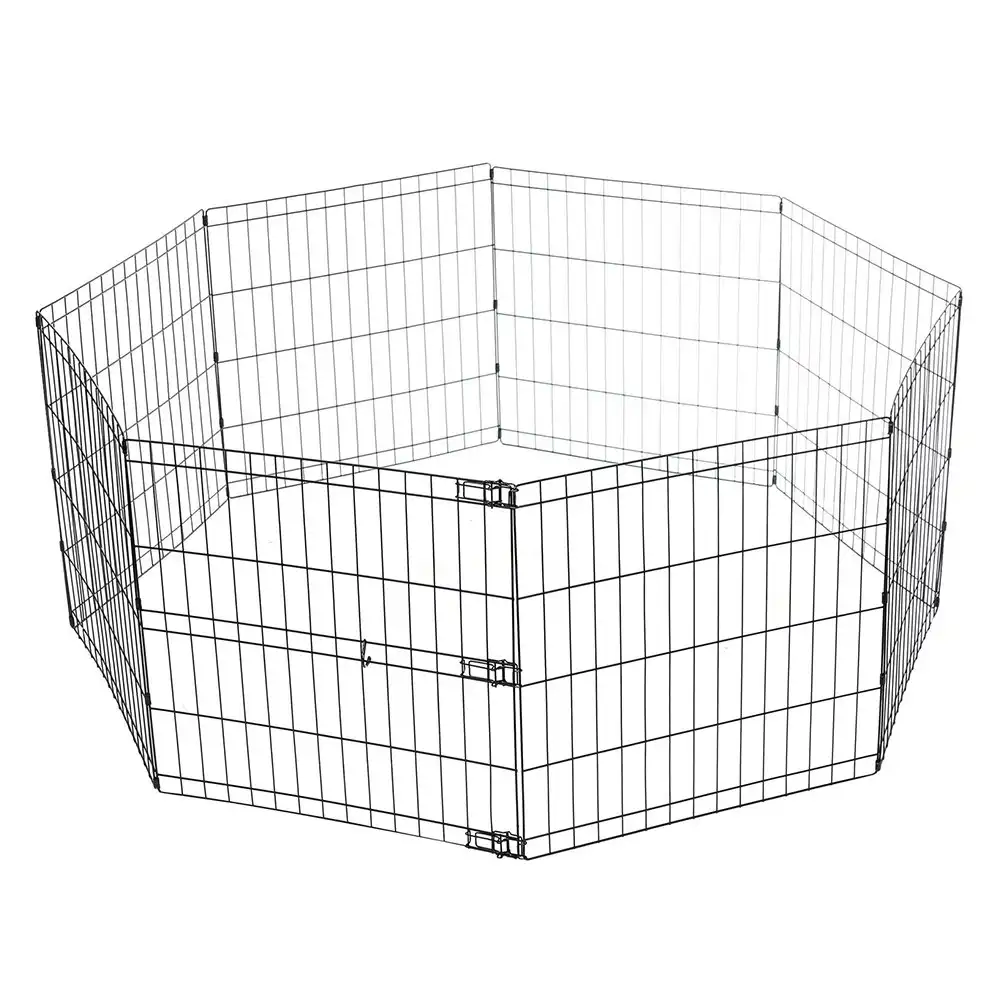 M-Pets Small 66cm Foldable Puppy/Pet Play Pen Dog Portable Metal Cage Fence BLK