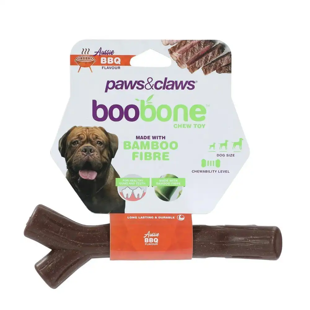 Paws & Claws BooBone 18.5cm Bamboo Fibre Bone Dog Chew Treat/Toy Aussie BBQ