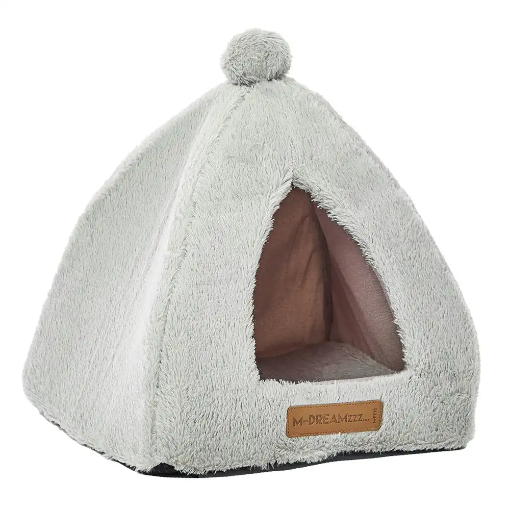 M-Pets Pop-up 37cm Teepee Cat/Pet Tent/Soft House Portable Kennel Cave Bed Grey