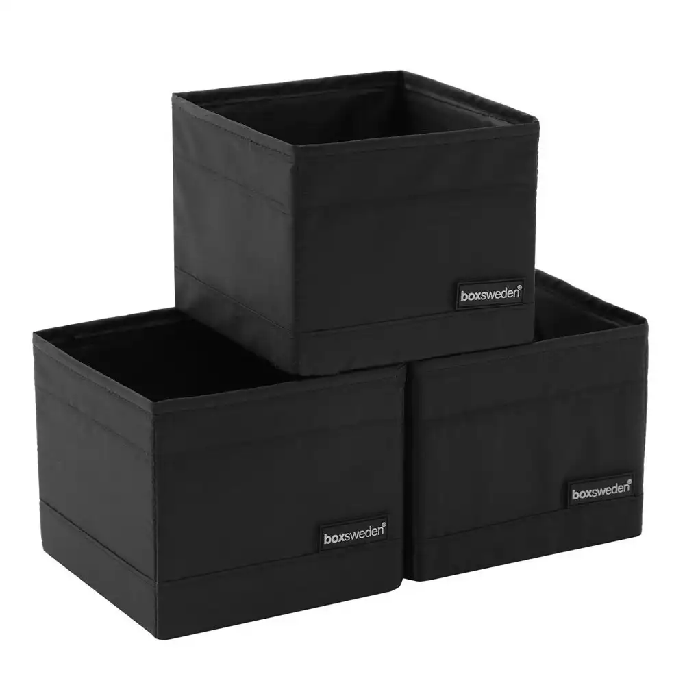 3pc Kloset by Boxsweden Collapsible 14cm Square Storage Cubes Home Organiser BK