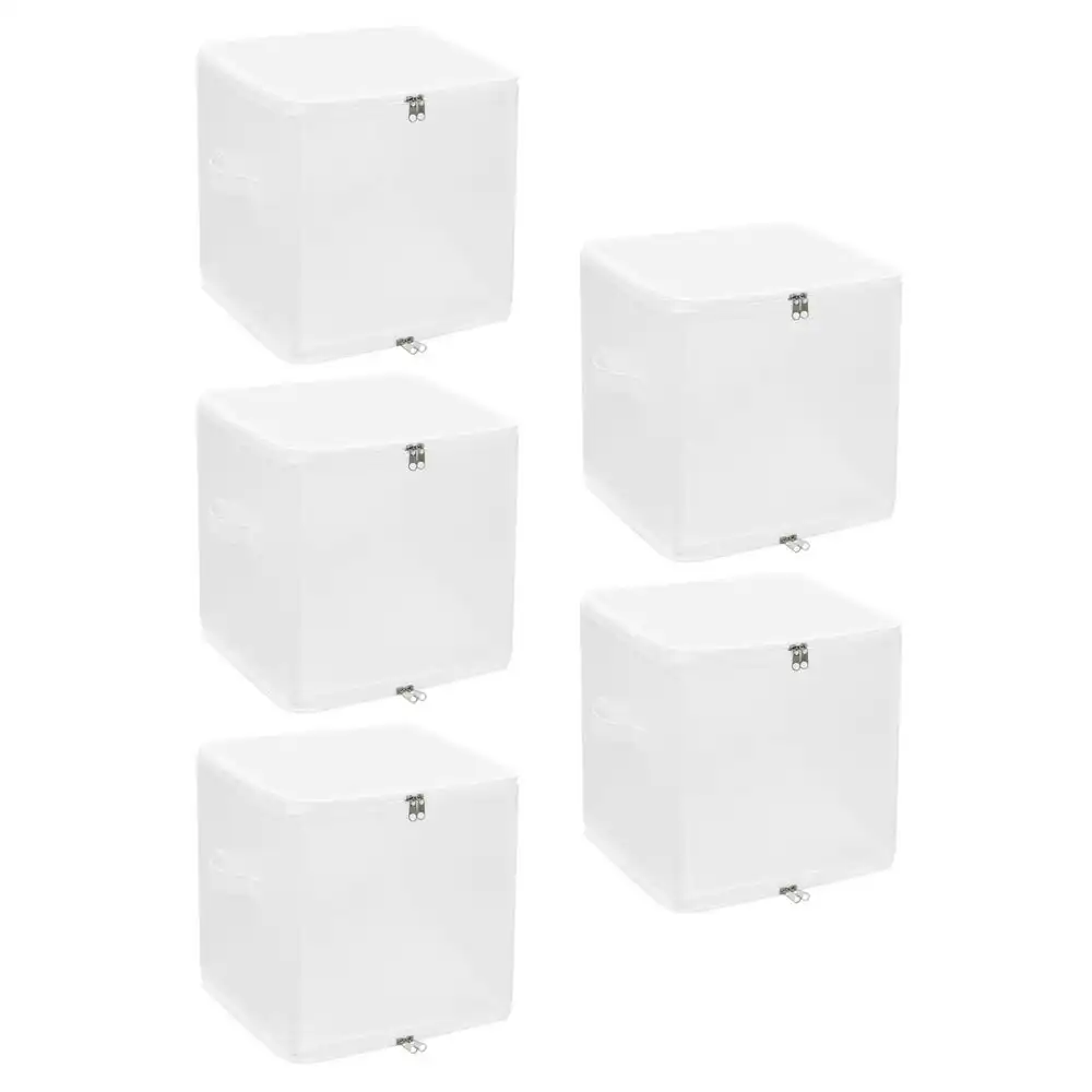 5PK Boxsweden 27L Foldaway 30cm Storage Box Collapsible Organiser Container WHT