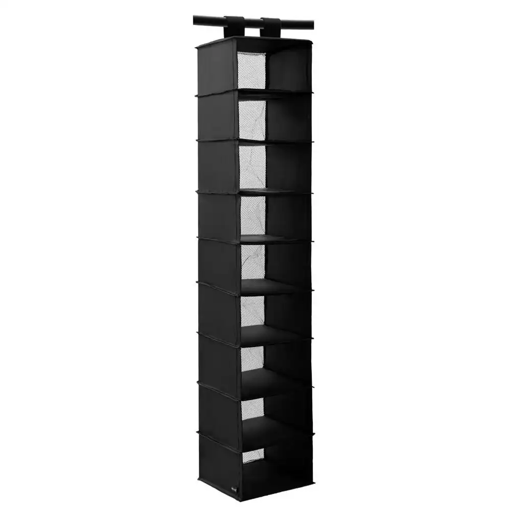 Kloset by Boxsweden 120cm 9 Section Hanging Organiser Home Closet Storage Black