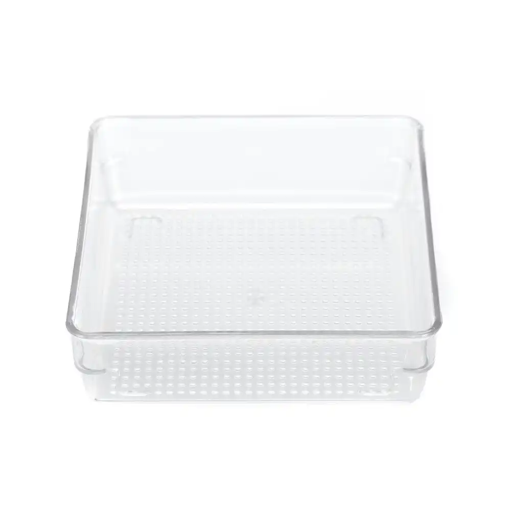 5x Boxsweden Crystal Plastic Storage Tray 16cm Small Fridge/Pantry Container