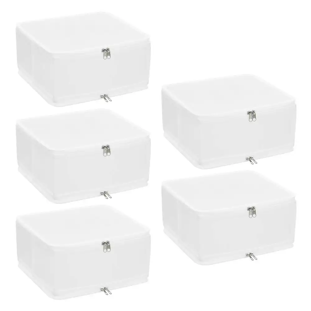 5PK Boxsweden 13L Foldaway 30cm Storage Box Collapsible Organiser Container WHT