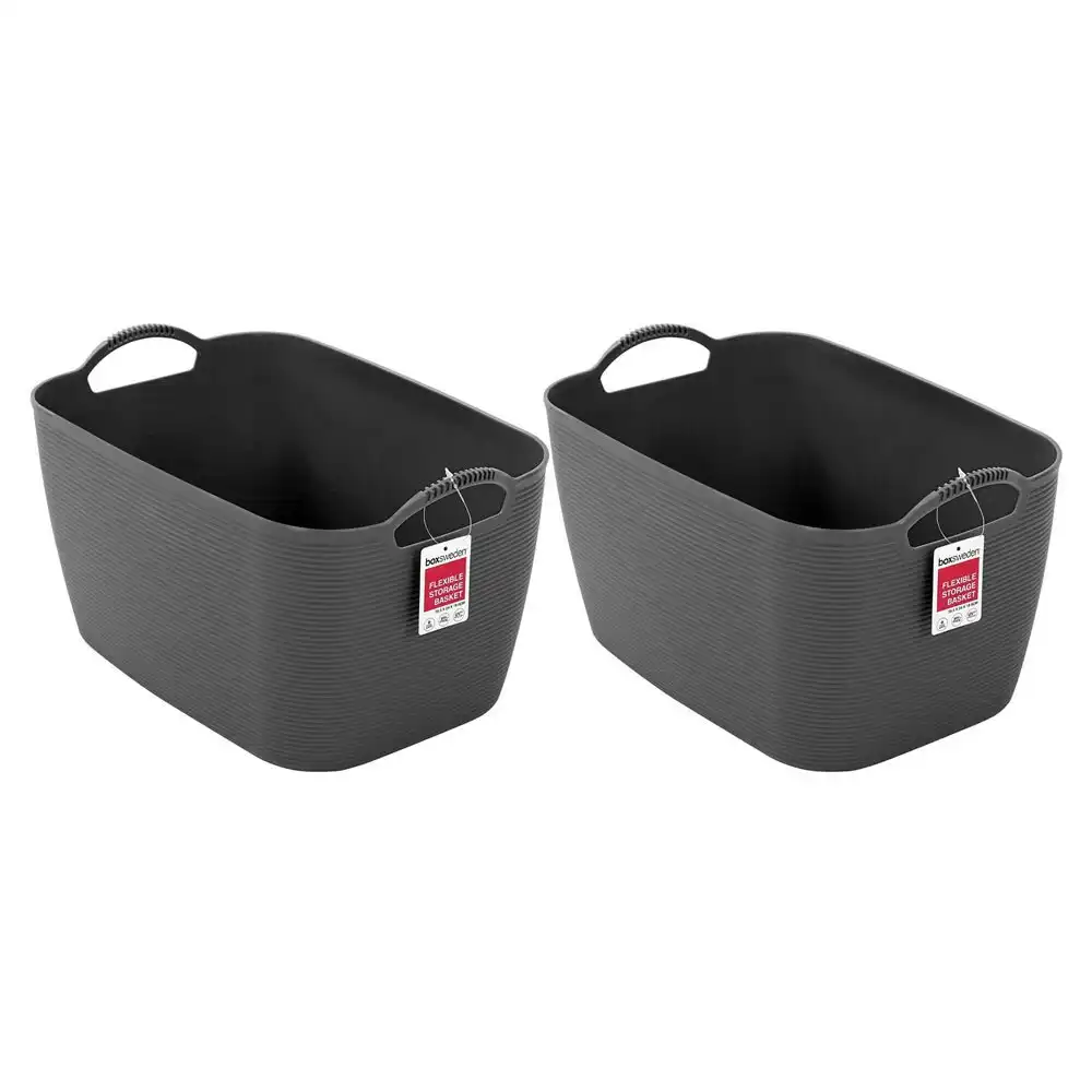 2x Boxsweden 35.5cm Flexi Storage Basket Container Organiser w/Handles LRG Asst