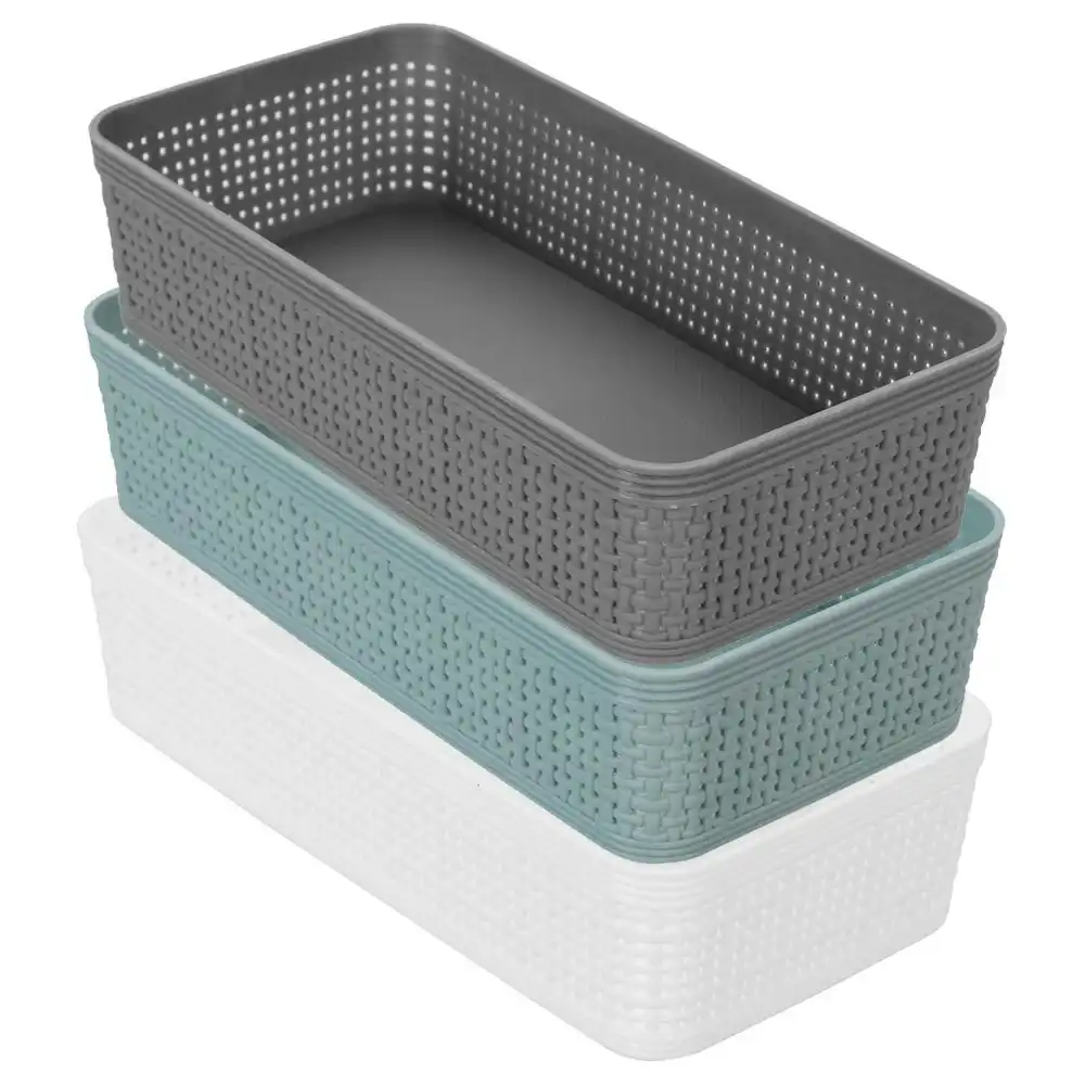 3pc Boxsweden 25cm Ivy Weave Basket/Container Storage Bath/Office Organiser Asst