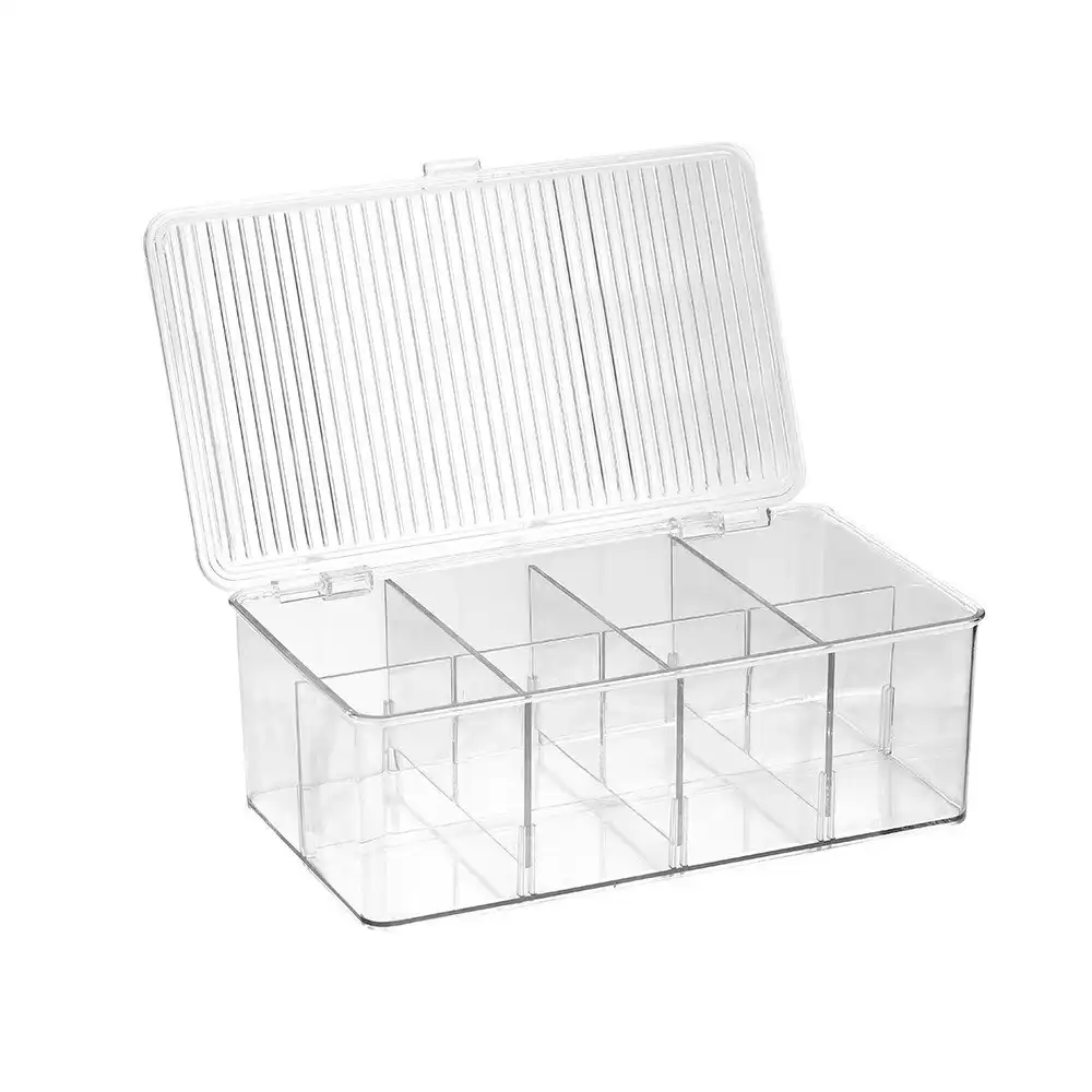 Boxsweden 27.5x17cm Crystal Hinged 8-Section Container Home Organiser Storage